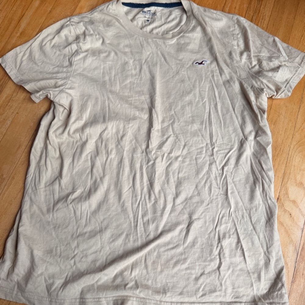 Hollister Men's Beige Short Sleeve Tee